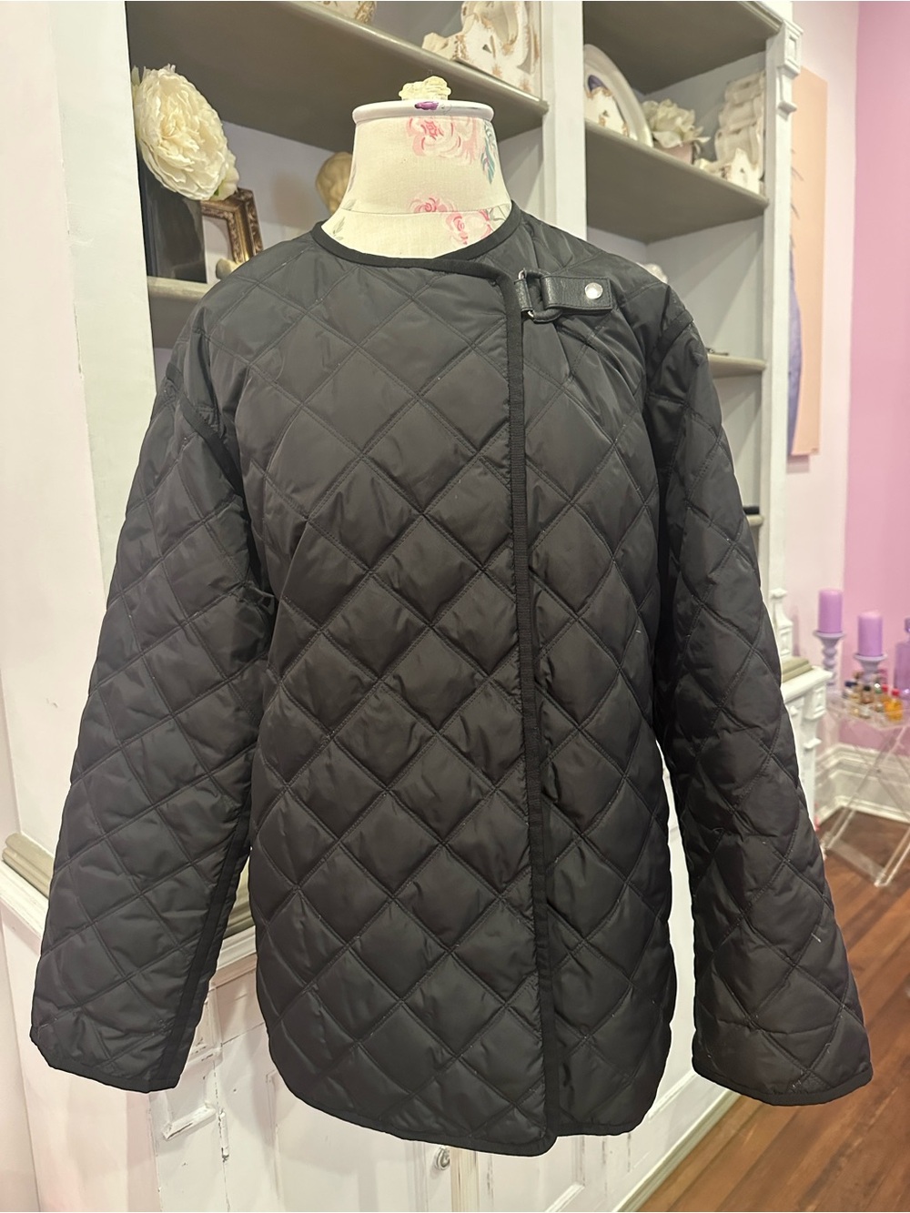 Lafayette 148 New York Black Quilted Diamond Puffer Jacket